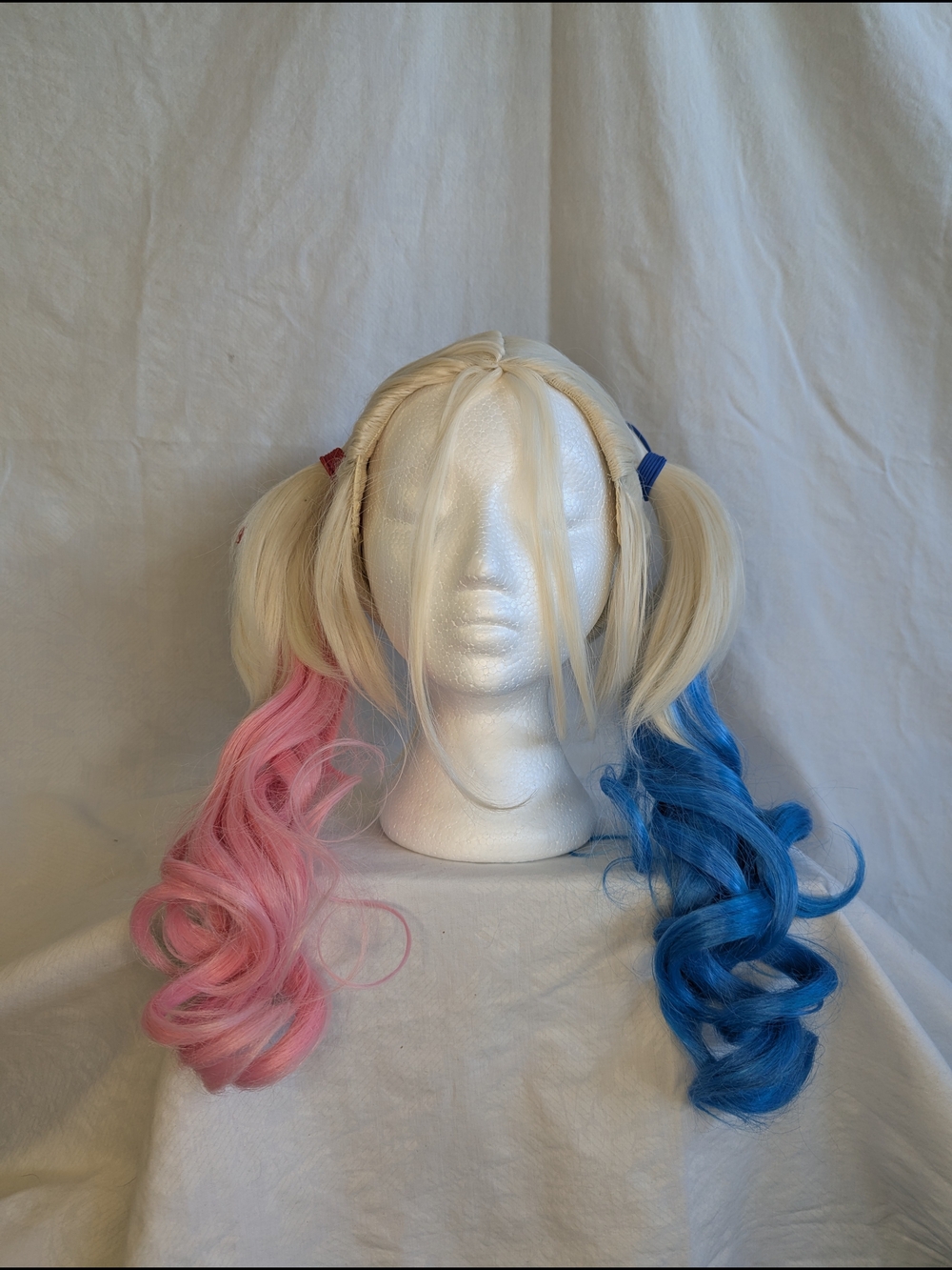 🌈Harley Quinn Costume-Blonde Pink & Blue Pigtail Wig, Daddy's Lil Monster Shirt